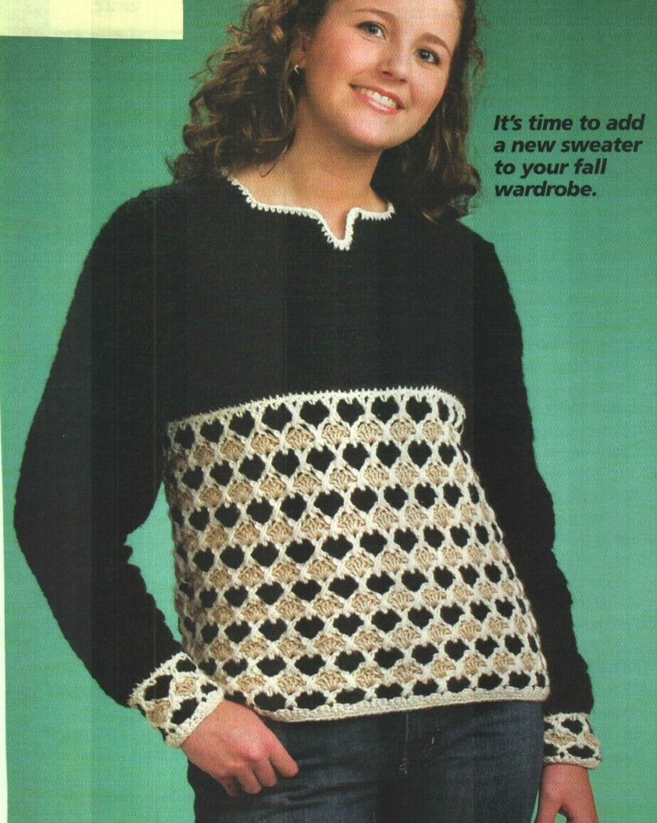 SLIP STITCH PULLOVER 4 SIZES WOMEN'S DIGEST SIZE CROCHET PATTERN INSTRUCTIONS