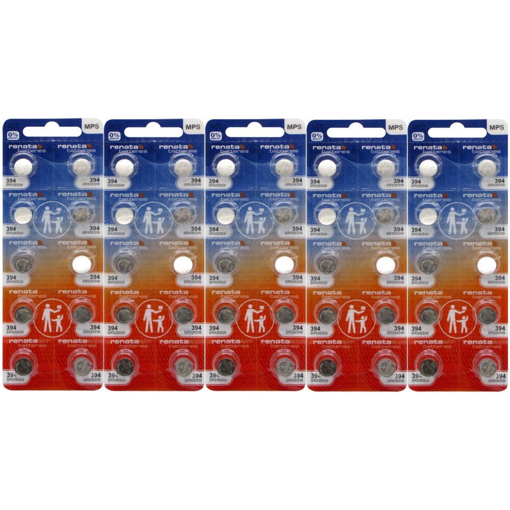 50 Renata 394 SR936SW Siver Oxide 0% MERCURY Batteries