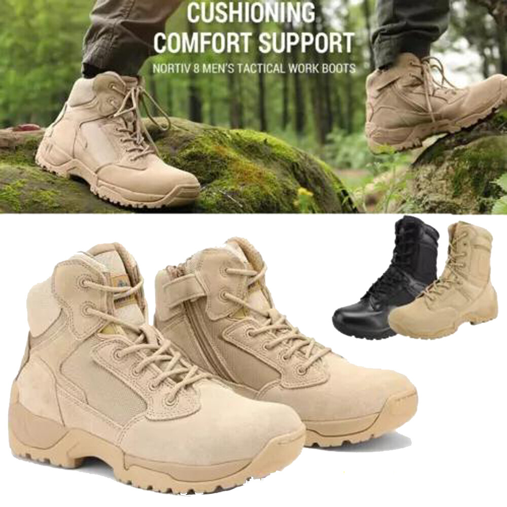 NORTIV 8 Men's Military Tactical Work Boots Hiking Motorcycle Combat Trail Shoes