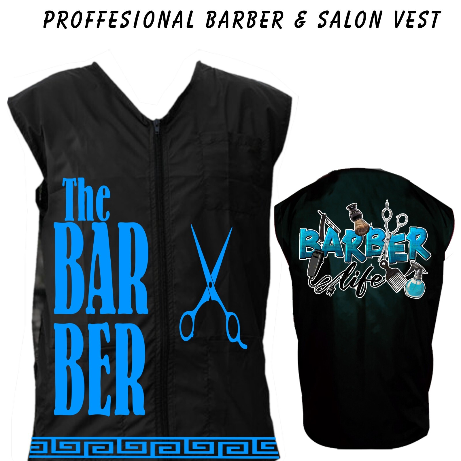 Professional Barber vest,Barber jacket,barber stylist vest,Black vest m to 3xl