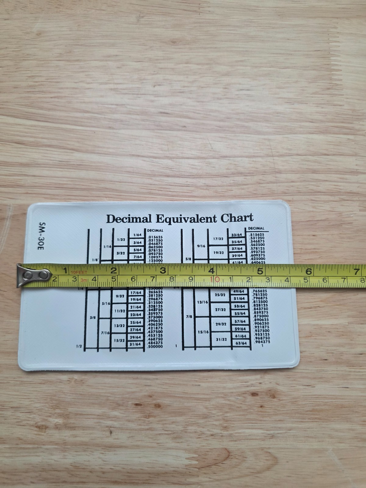 Vintage Snap-On Tools USA Pocket Protector w/ Decimal Equivalent Chart SM-30E