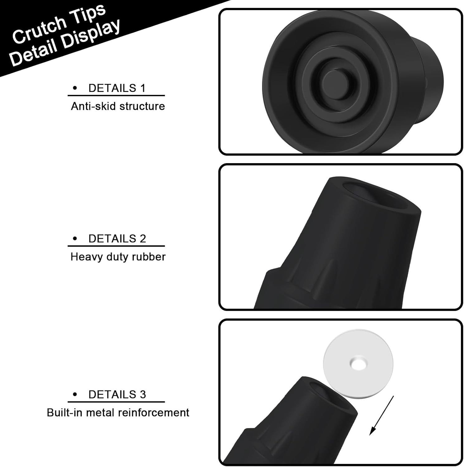4 Pack Replacement Rubber Cane Tips 3/4 Inch Heavy Duty Rubber Crutch Tips Non S