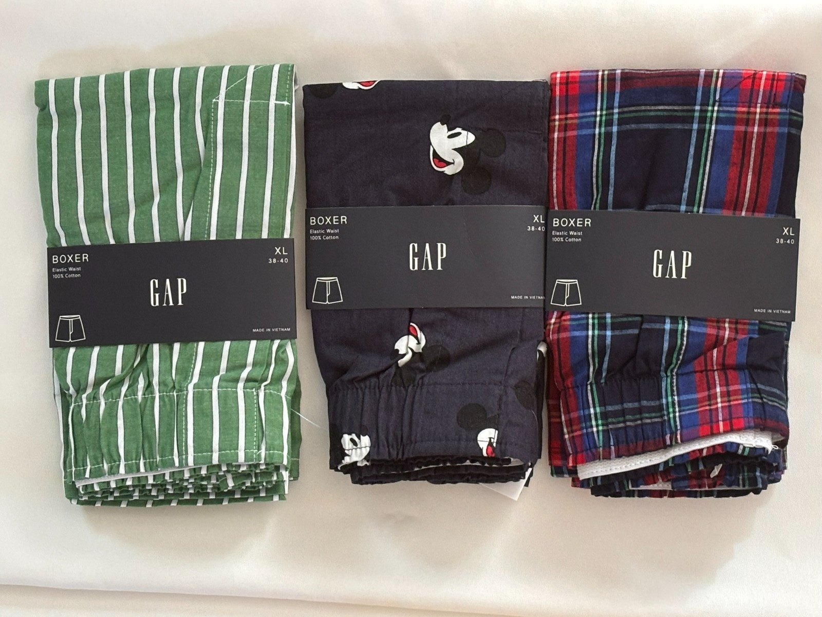 LOT OF 3 NEW PAIRS OF MEN’S GAP BOXER UNDERWEAR, PICK A SIZE