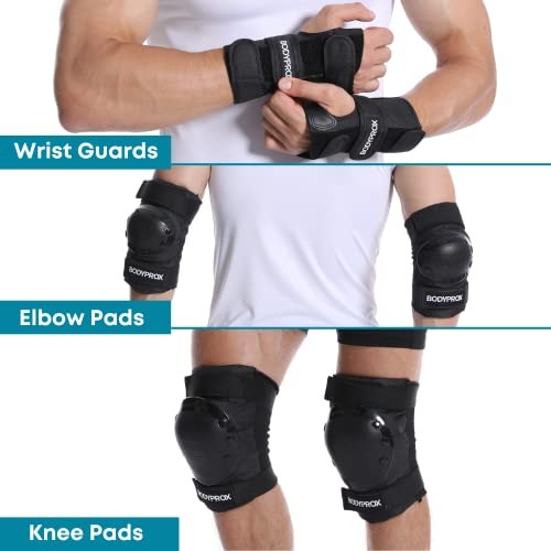 Knee Pads Elbow Pads Wrist Guards Set for Inline Skating, Medium