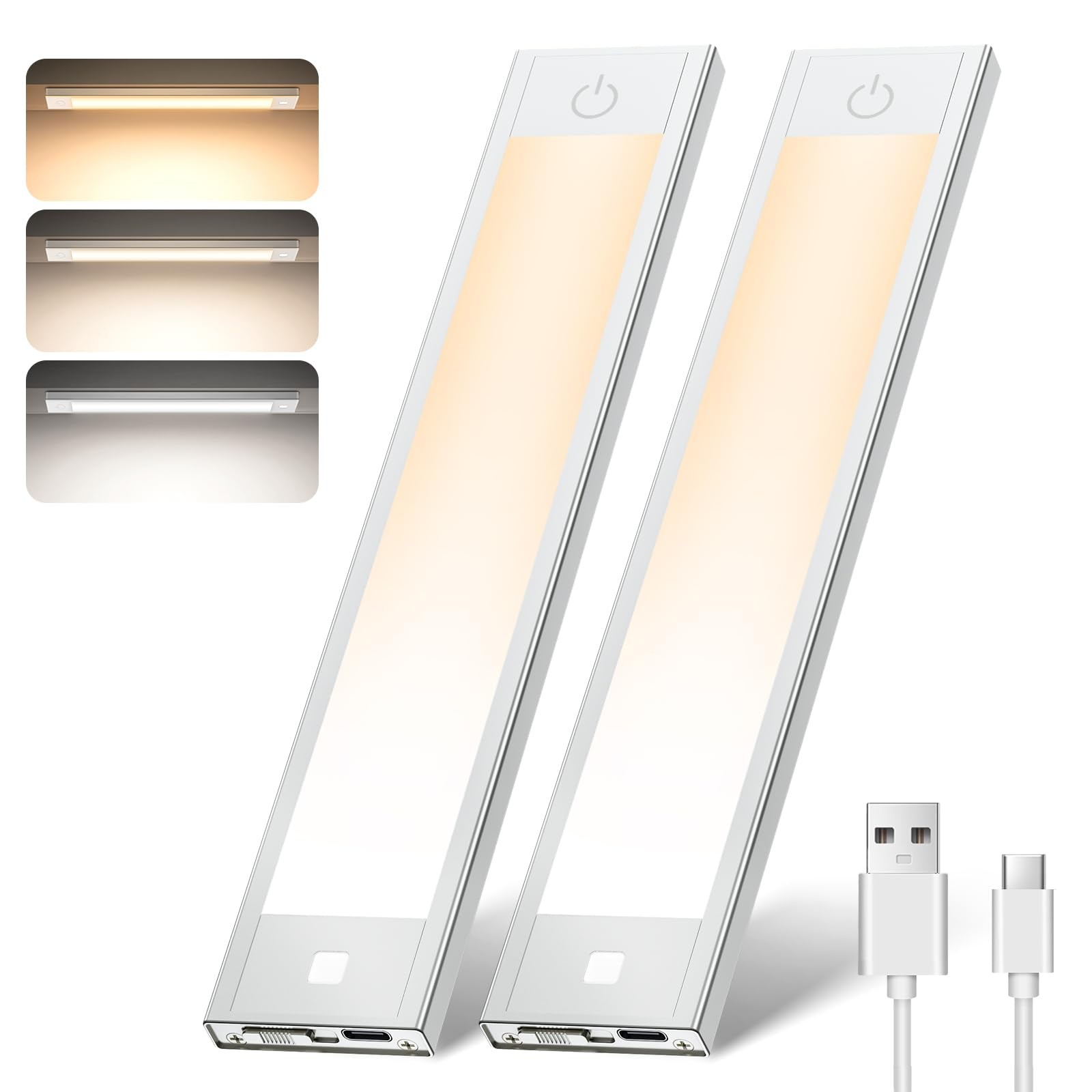 2 Pack Wireless Rechargeable Cabinet Lights Motion Sensor