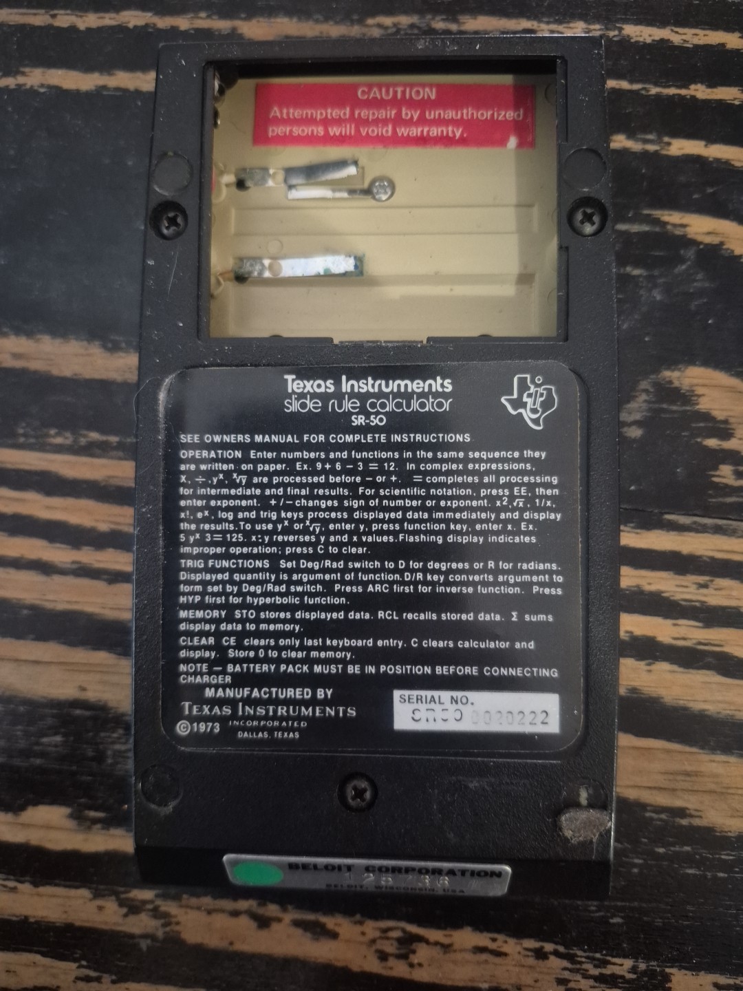 Texas Instruments Vintage SR-50 Electronic Calculator - Not Working