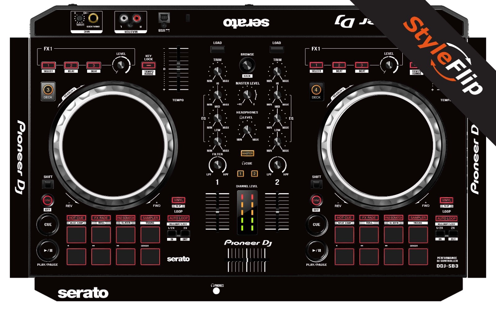 Pioneer DDJ-SB3 Skin | Color Black | Protective Decal | StyleFlip Skins