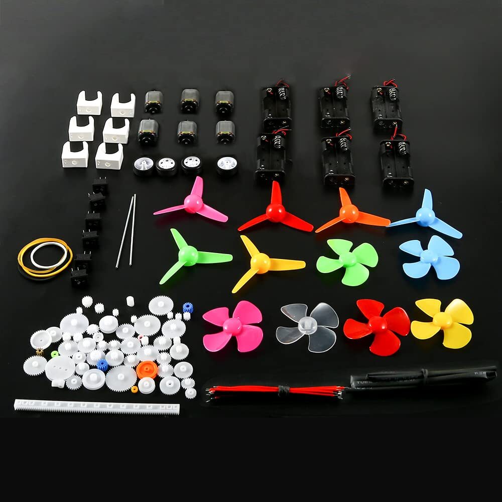 Mini DC Motors Kit for DIY Projects Includes Gears Battery Holder and Switch