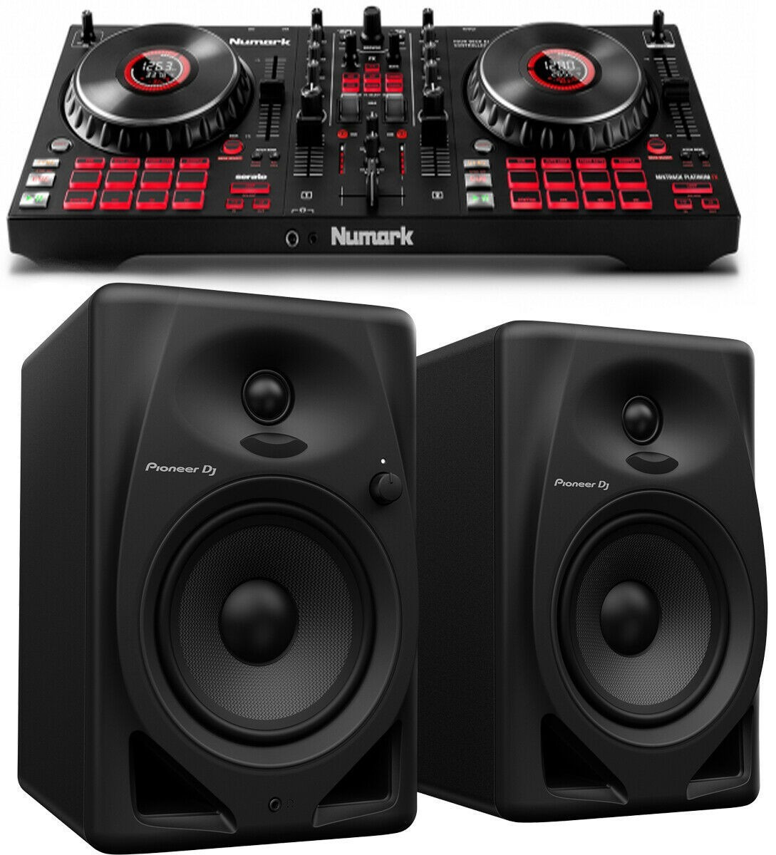 Numark Mixtrack Platinum FX DJ Controller + Pioneer DM-50D Monitors