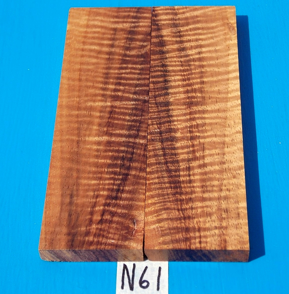 HAWAIIAN CURLY KOA~1 PAIR KNIFE SCALES~5/16" X 1-1/2" X 5"~EXOTIC WOOD