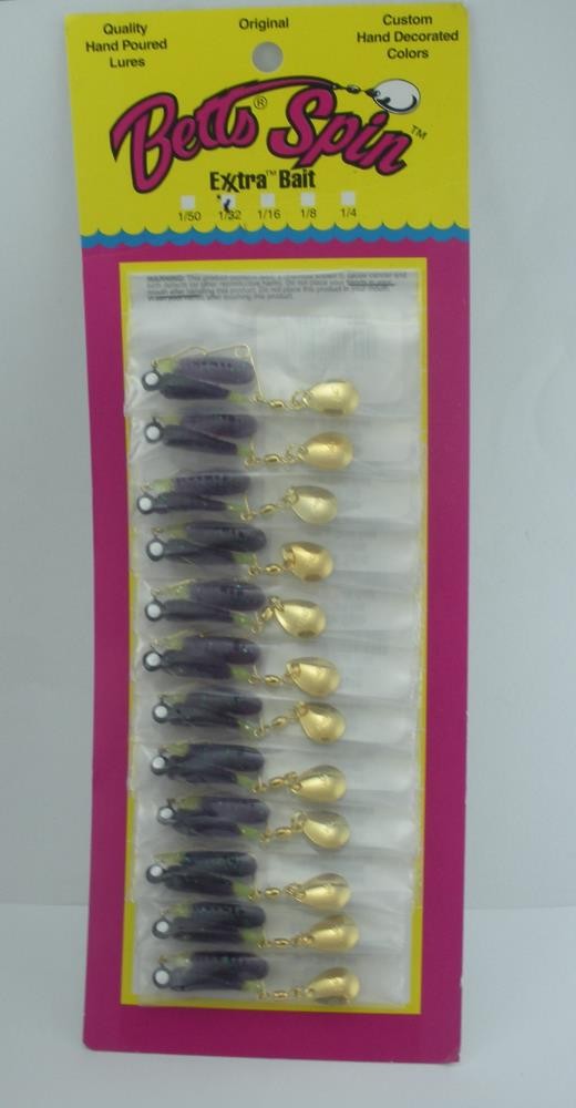 Betts 021GR-45G Beetle Spin Grub Gold Spin 1" 1/32 JuneBug Chart Tail Card of 12