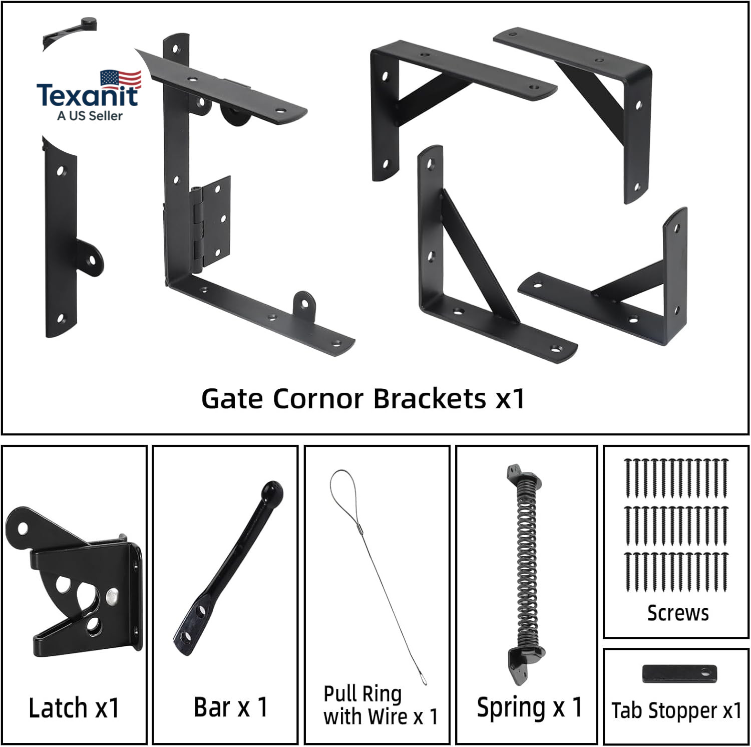 Fence Gate Kit Gate Hardware, 1 Set anti Sag Gate Kit Gate Frame Cornor Brackets