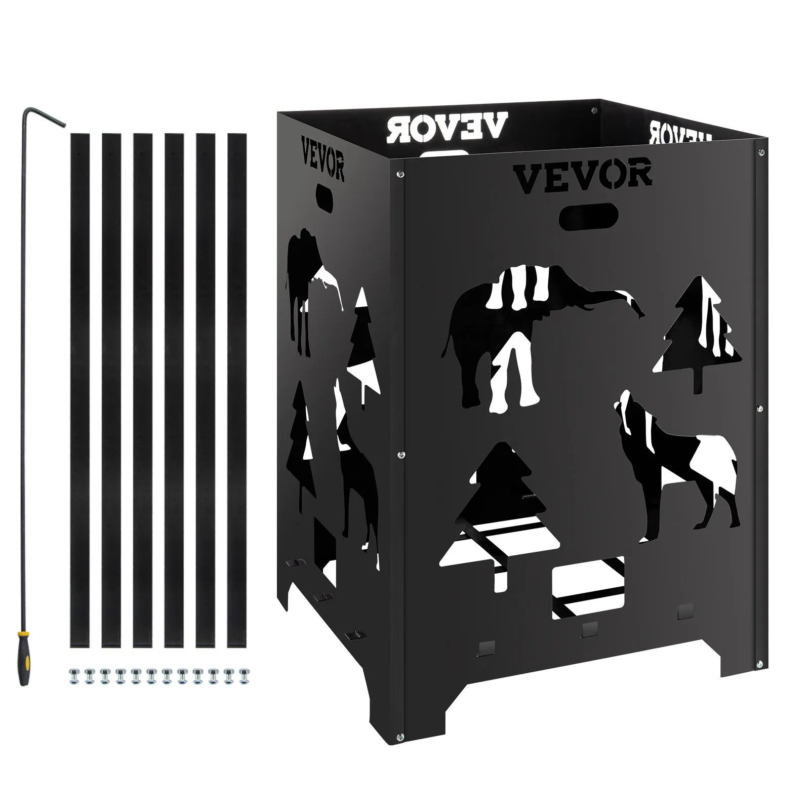 VEVOR Burn Barrel, 21x21x27 inch Burn Cage, Carbon Steel Cage Incinerator, Incin