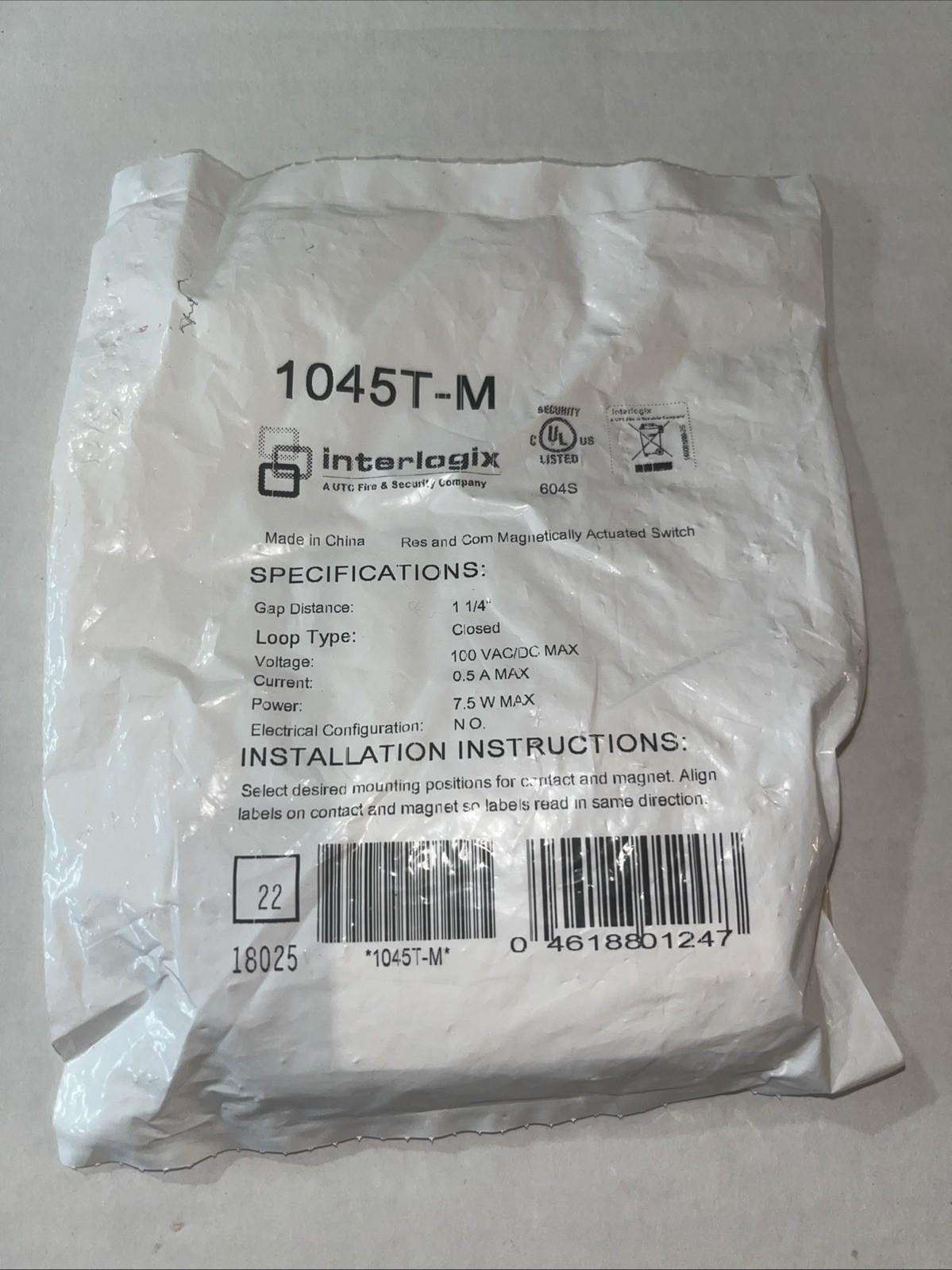 Interlogix 1045T-M Res And Com Magnetically Actuated Switch
