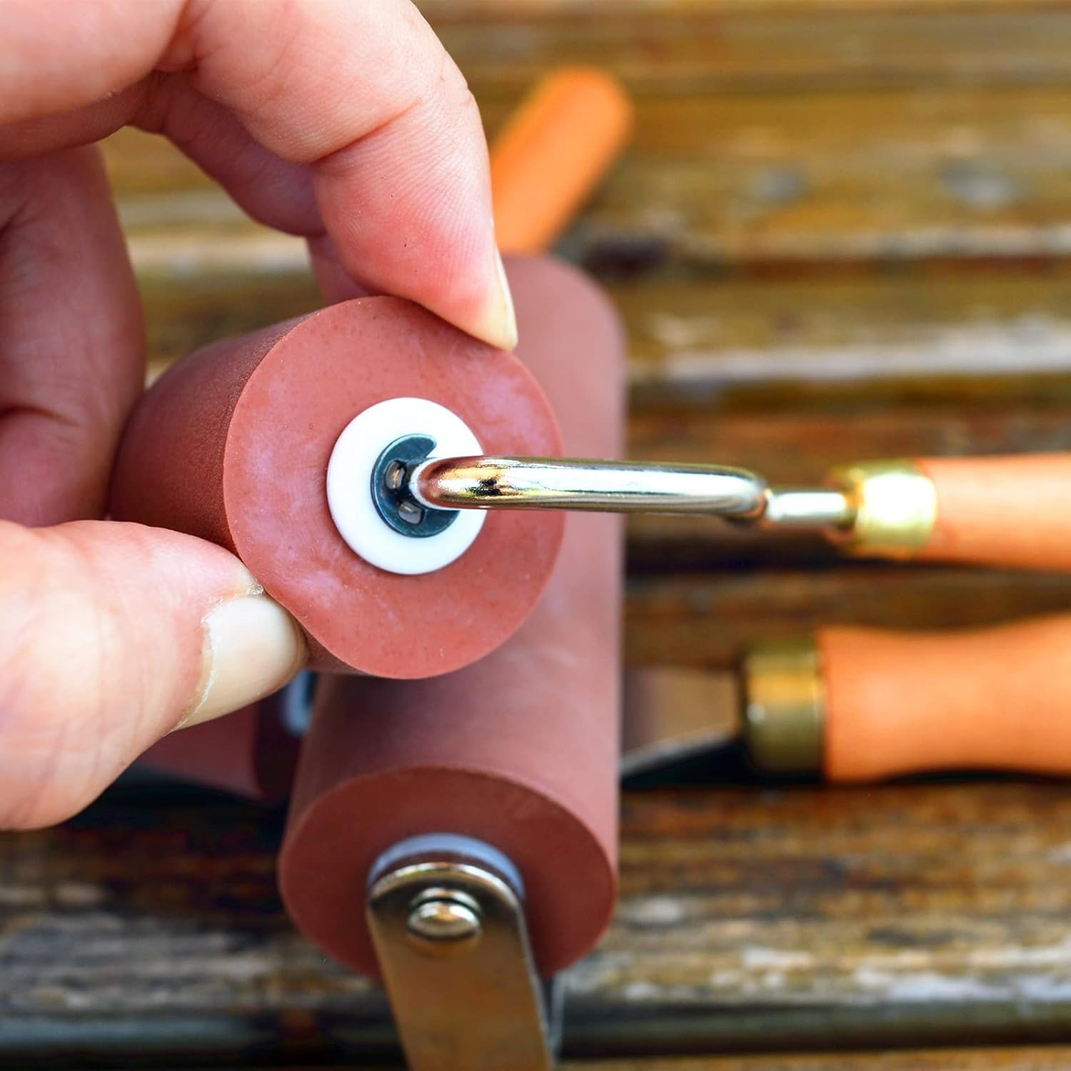 Rubber Brayer Roller for Printmaking, Ideal for anti Skid Tape Construct