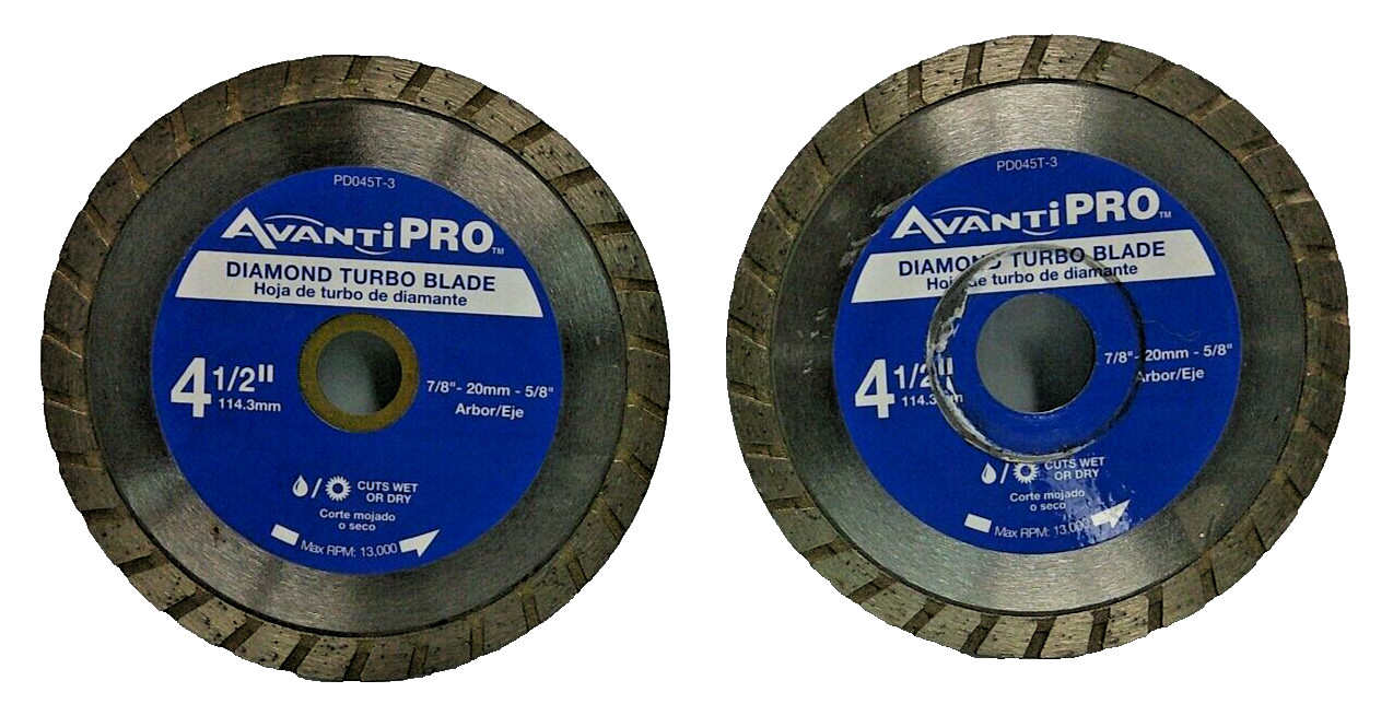 Lot of 2 - AvantiPro 4-1/2" Wet / DryDiamond Turbo Blade
