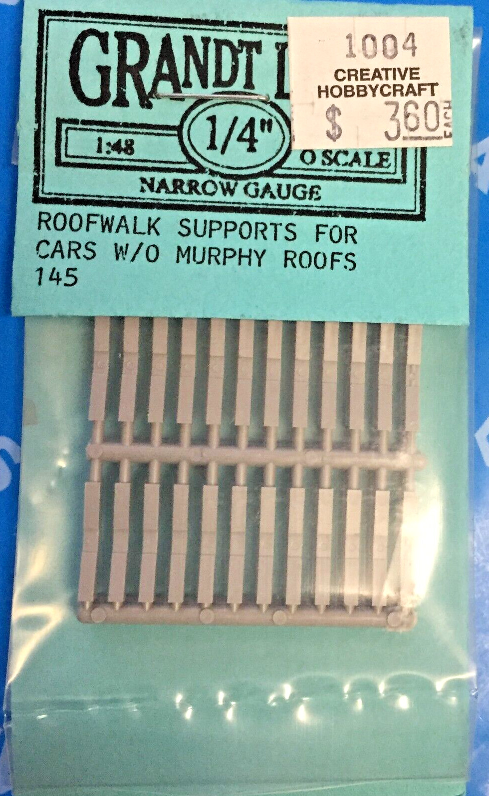 (0)(1:48) 1/4" Narrow Gauge Grandt  Line 145 Roofwalk Supports f/Cars w/o Murphy
