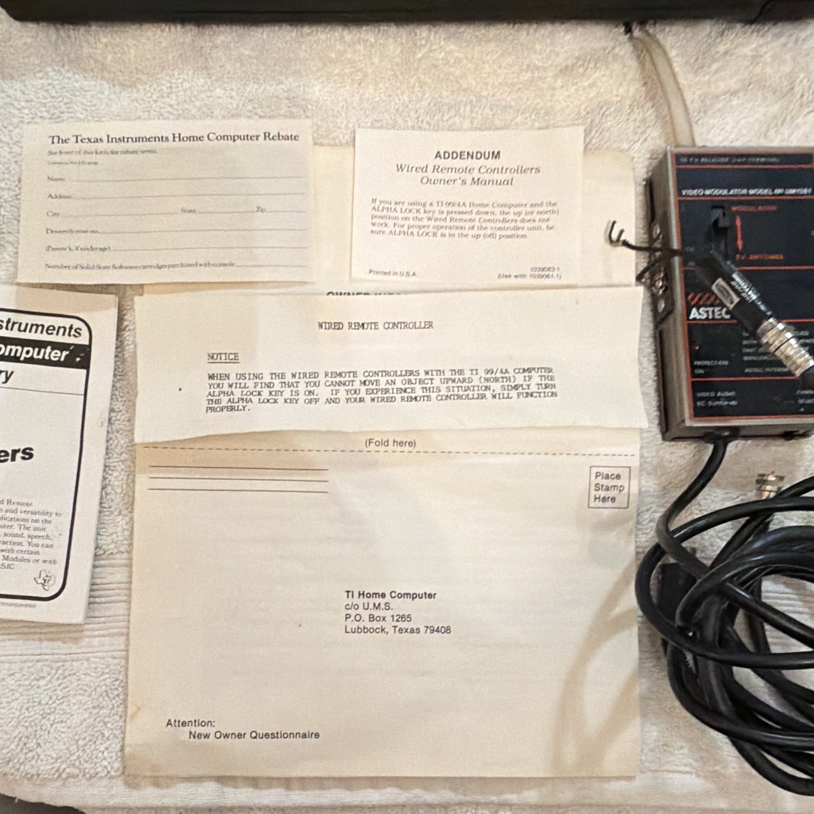 Texas Instruments TI-99/4A Home Computer w/ Manuals, Controllers & Modulator