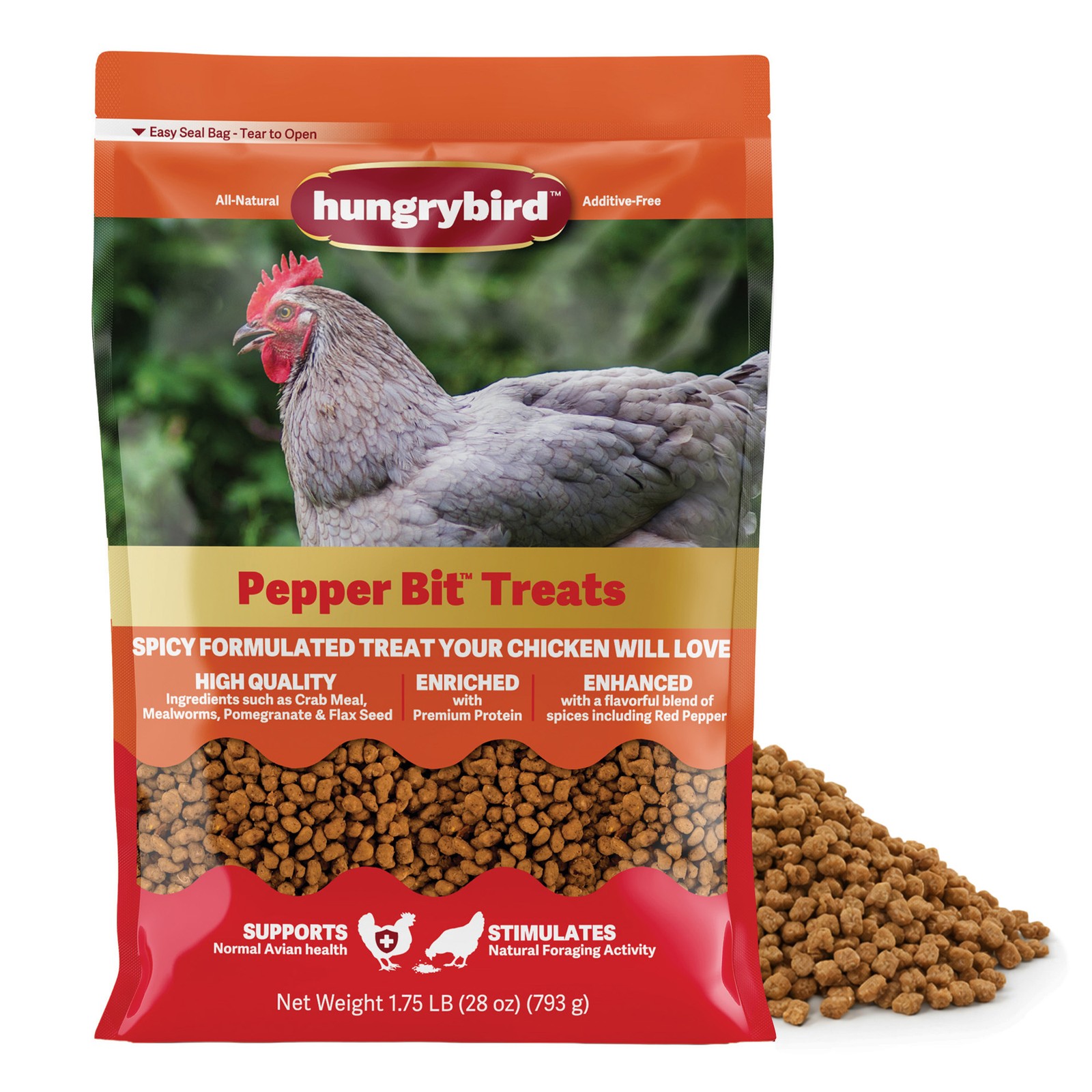 Hungrybird All-Natural Suet Poultry Treats, Red Pepper Bits, 1.75lbs