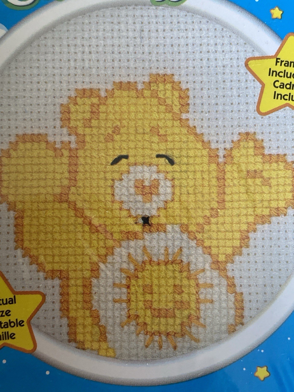 Care Bears Funshine Bear Hooray! Counted Cross Stitch Pattern 2.89” Round