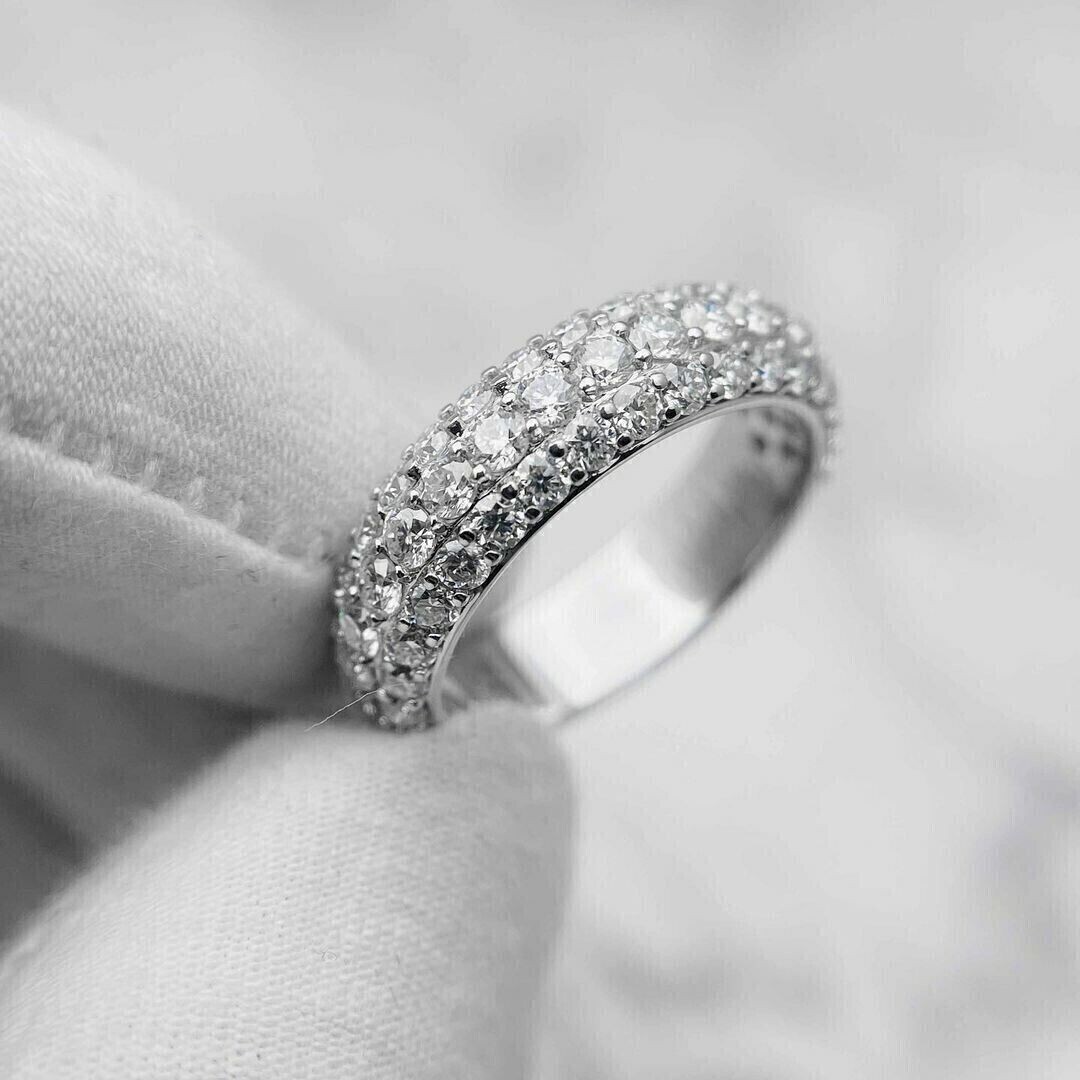 Anniversary Band 1.50Ct Round Cut Diamond White Gold Finish Simulated in Size 7