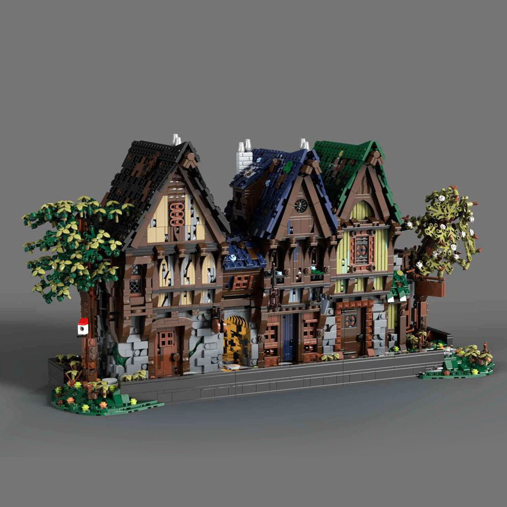 Medieval Modular Street Building Blocks Set DIY Model MOC Bricks Toys Collection