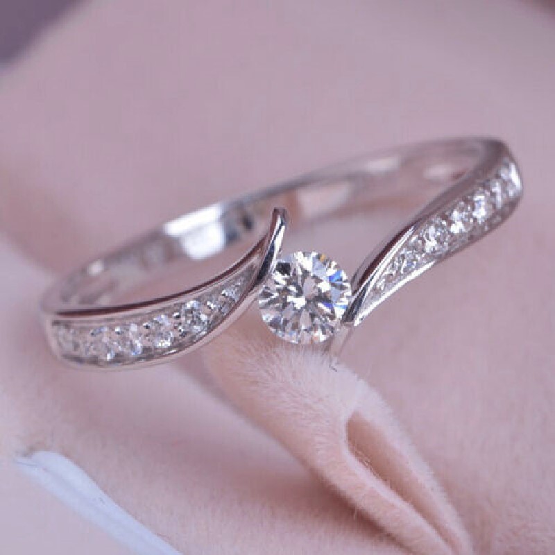 Elegant 925 Silver Filled Ring Cubic Zirconia Women Engagement Jewelry Size 6-10