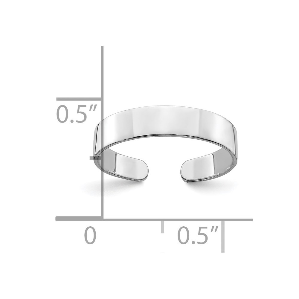 14k White Gold Polished Adjustable 3mm Band Toe Ring 0.85g