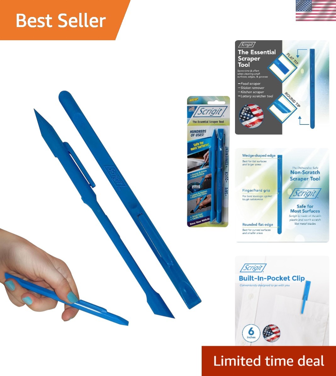 Scraper No-Scratch Tool, 2-Pack - The Ultimate Multi-Use Plastic Scraper