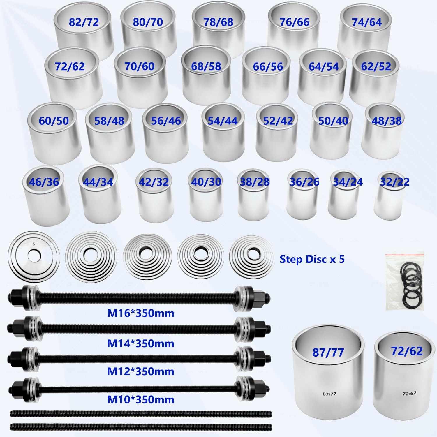 KTTOOL 40Pcs Pull and Press Sleeve Kit, Bushing Kit Extra Large, 40 Pcs