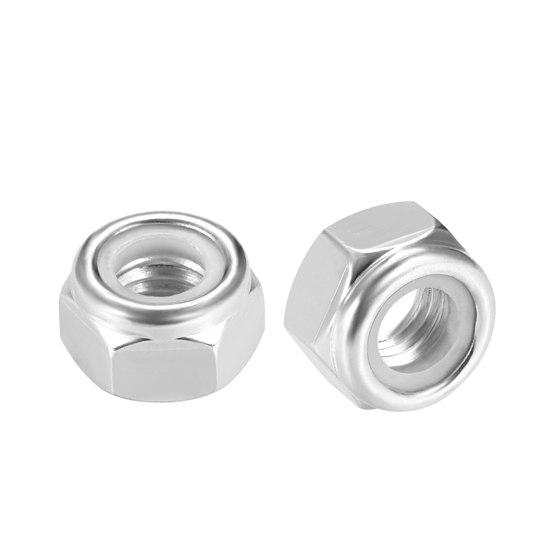 M14 x 2mm Nylon Insert Hex Lock Nuts, Carbon Steel White Zinc Plated, 10 Pcs