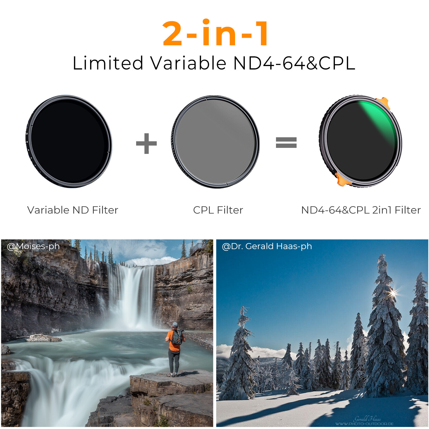 K&F Concept 2 in 1 ND4-ND64 Variable ND Filter & CPL Circular Polarizing Filter