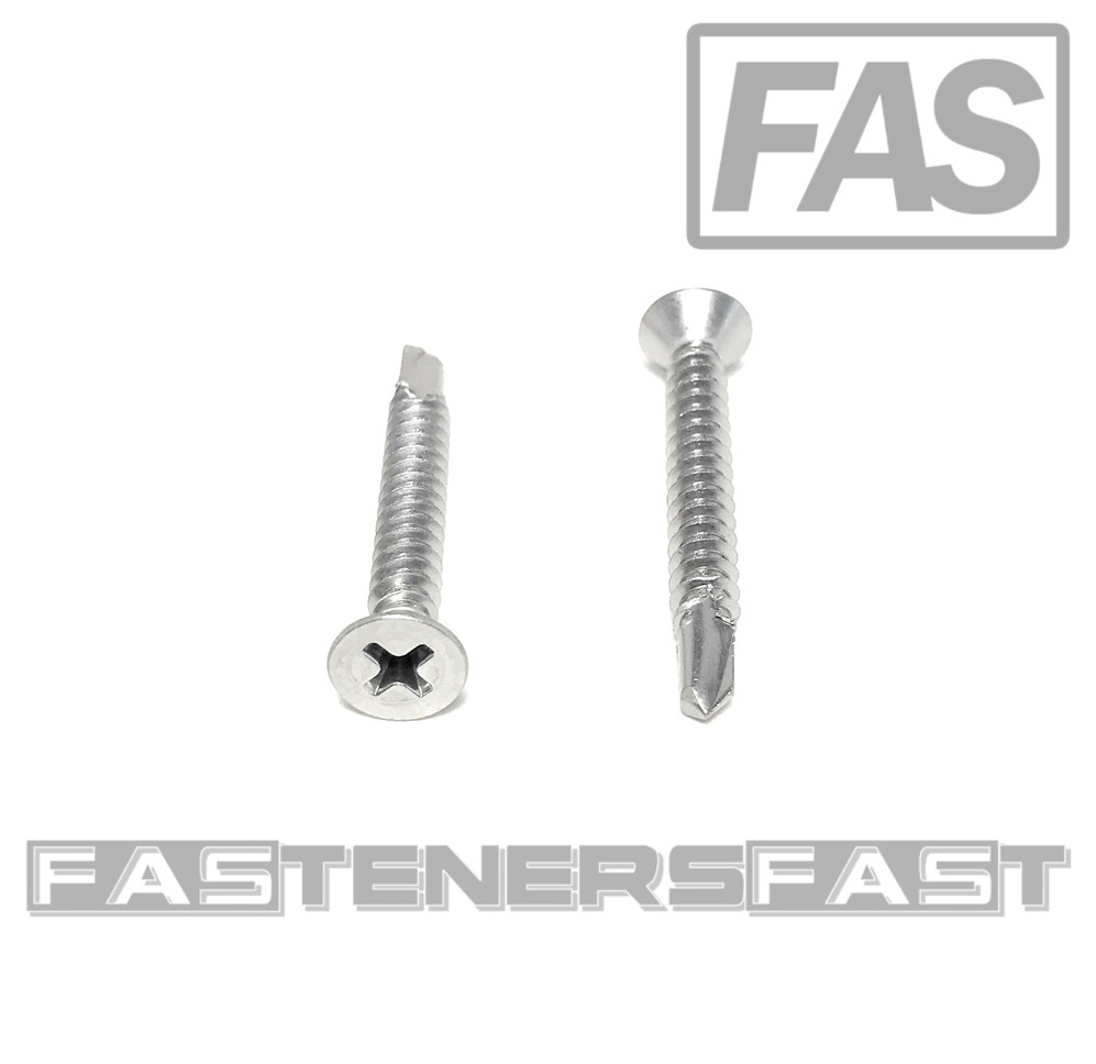 (50) 10x1 1/2 Stainless Steel Phillips Flat Head Self Drilling Tapping TEK Screw