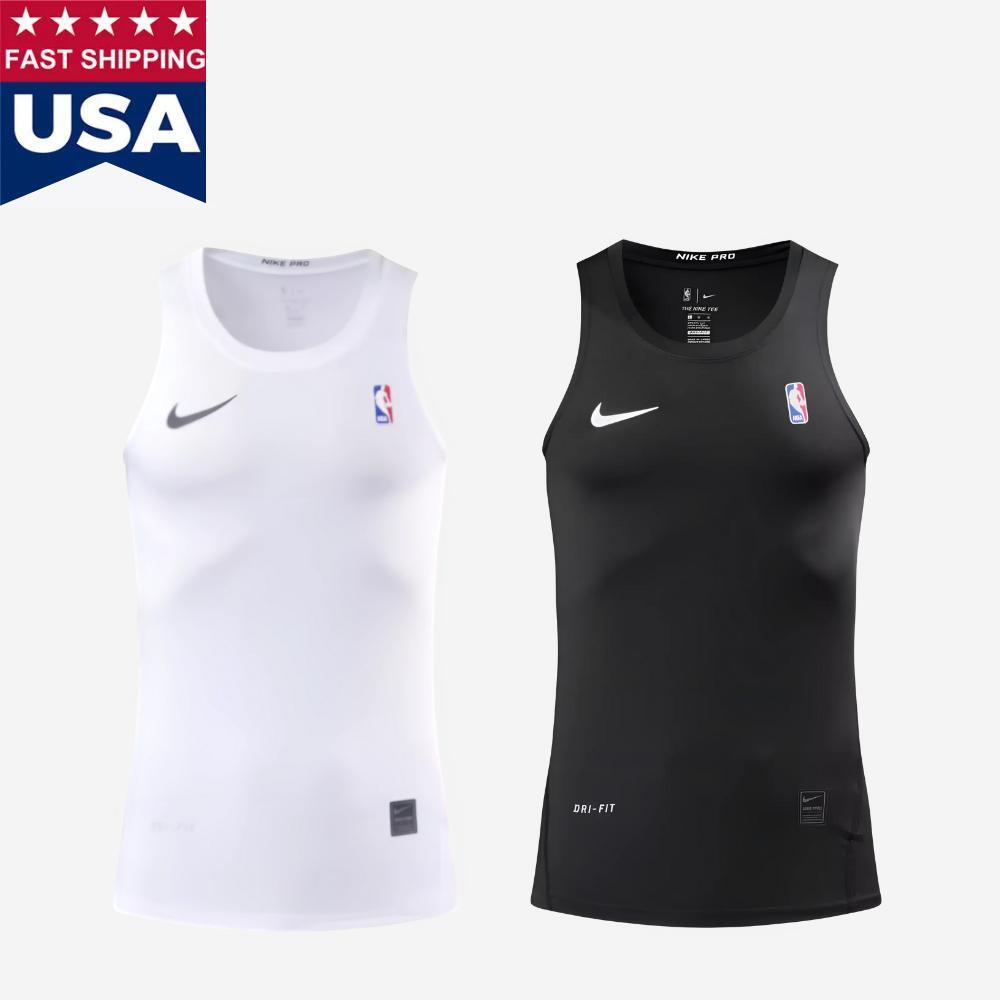Nike Pro Combat NBA Team Issue Compression Tank Black Basketball Training Men