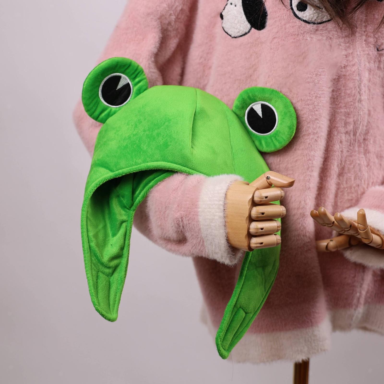 Cute Plush Frog Hat Photo Props Cartoon Novelty Headwear for Party Birthday