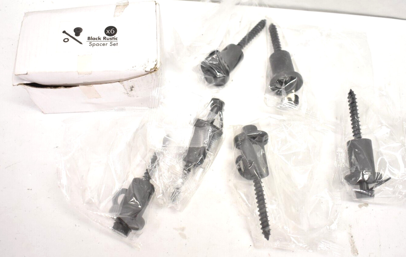 Black Rustic Spacer Set 6 Pack Hardware Kit For Sliding Door Railing Washer/Lag