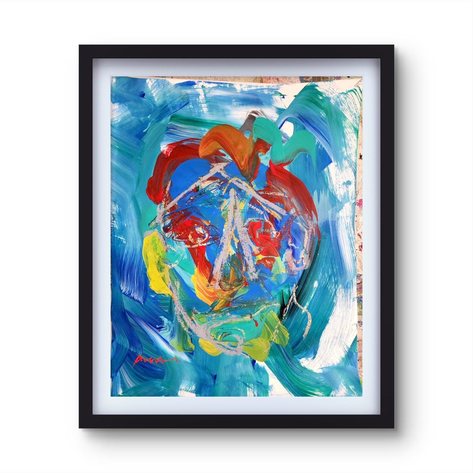 Aleph Original Art 14x11 Abstract Expressionist Original Painting Gallery Paper