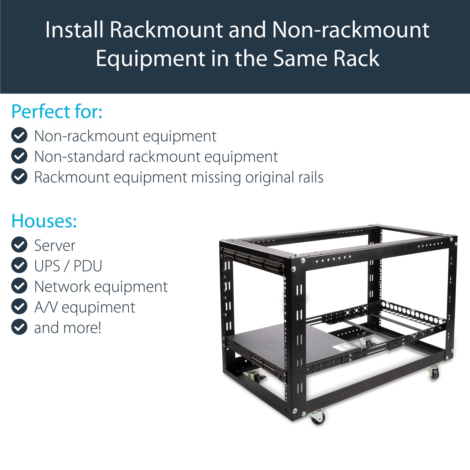 StarTech.com 1U Fixed 19" Adjustable Depth Universal Server Rack Rails