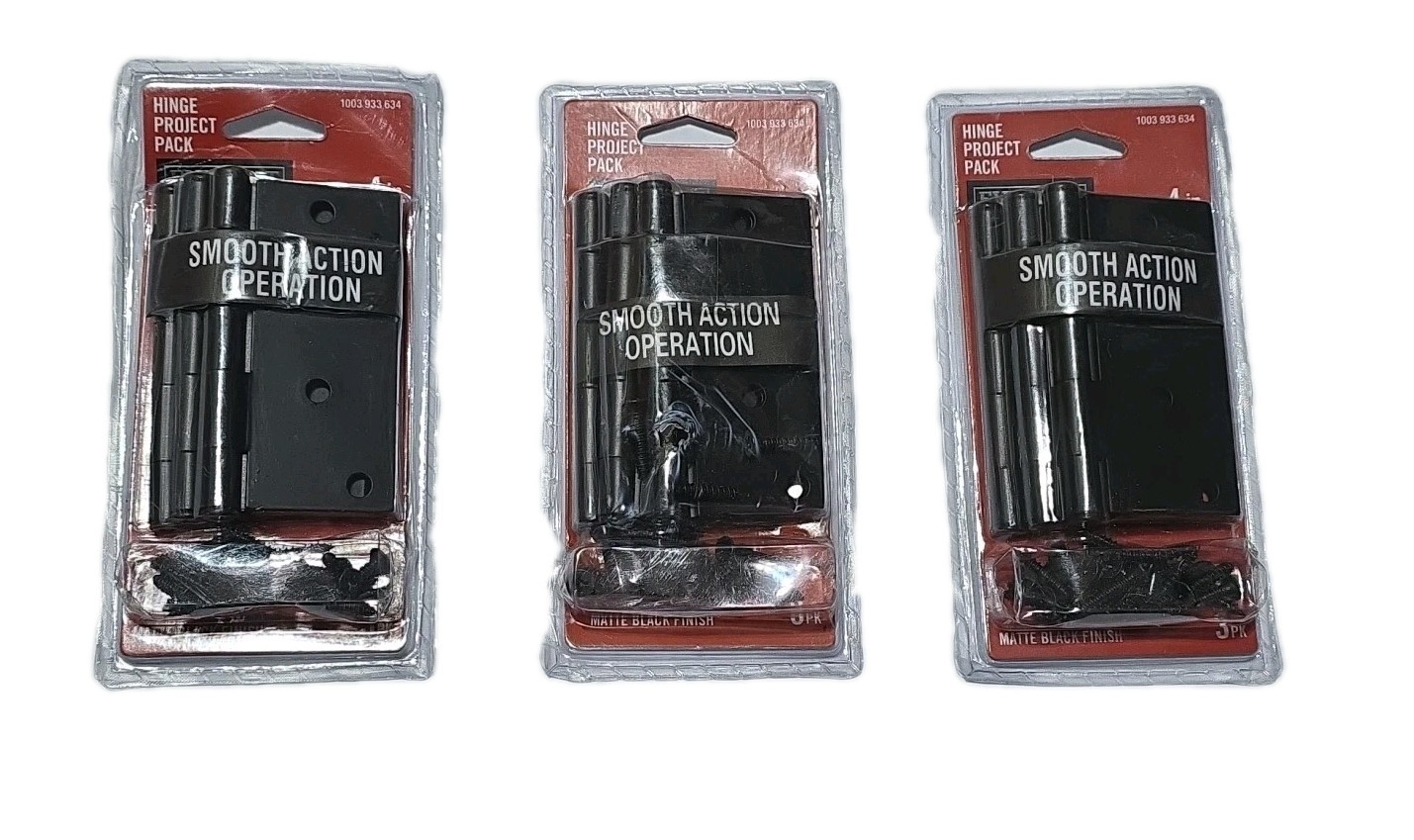 (3) Everbilt Door Hinge 4" Square Corner Smooth Action Screws Steel Black 3-Pack