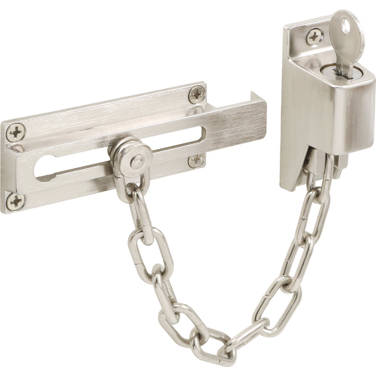Defender Security Satin Nickel Keyed Chain Door Guard U 11093 PRIME-LINE