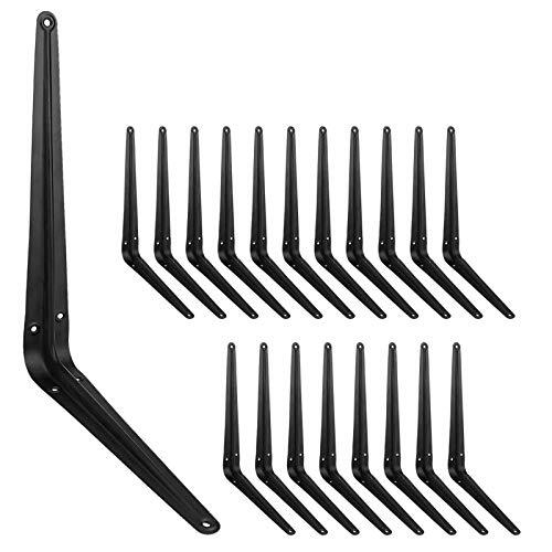 20 Pack 12 Inch Shelf Brackets, Heavy Duty Black Iron  Assorted Size Names