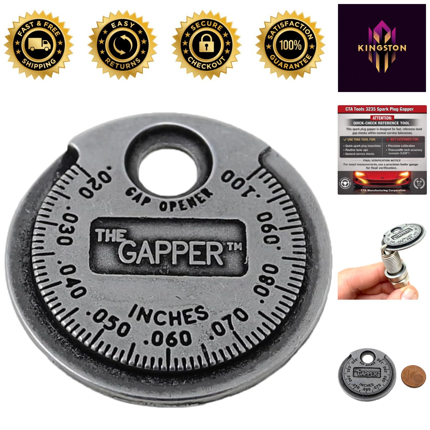 Durable 3235 Spark Plug Gap Tool - Plated Steel, Compact Design for All Vehicles