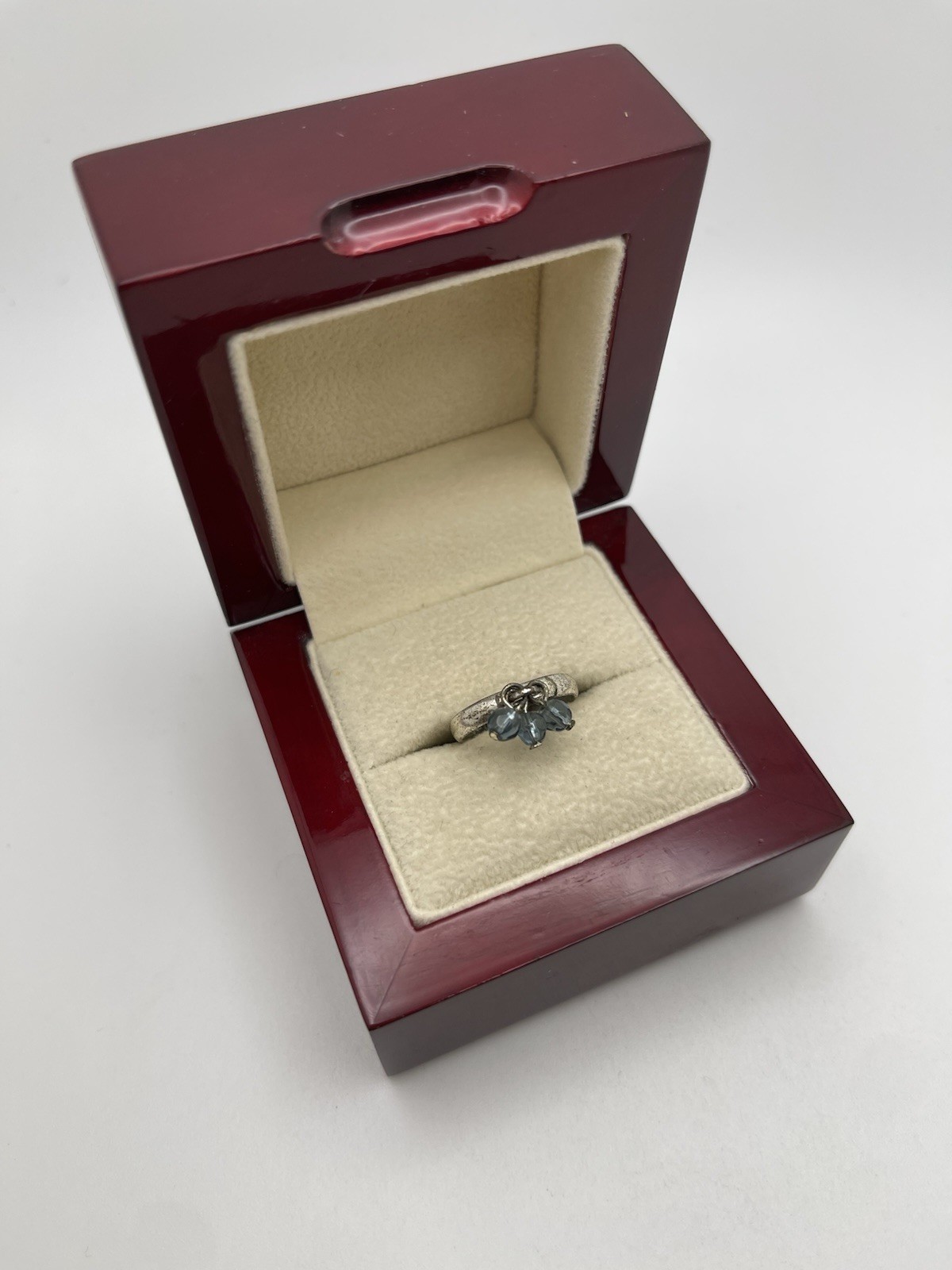Women's Blue Dangle Open Back Adjustable Silver-Toned Toe Ring
