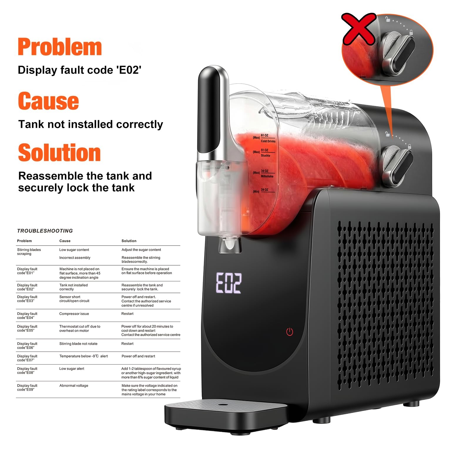 Slushie Machine No Ice Needed, Auto-Clean, Slushy Machine for Home, 220W Quick F