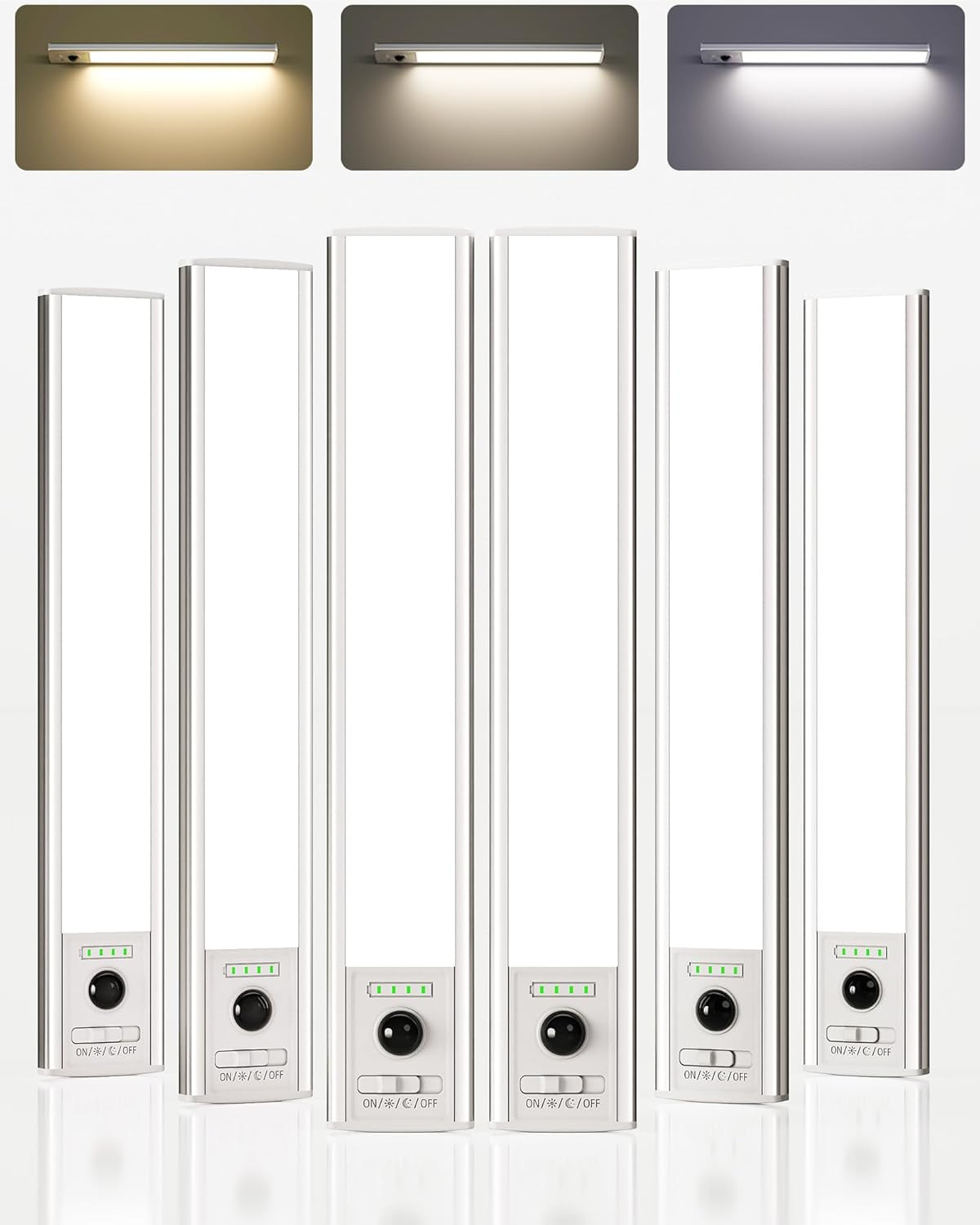 6 Pack under Cabinet Lighting Wireless with Battery Indicator, 2000Mah Rechargea