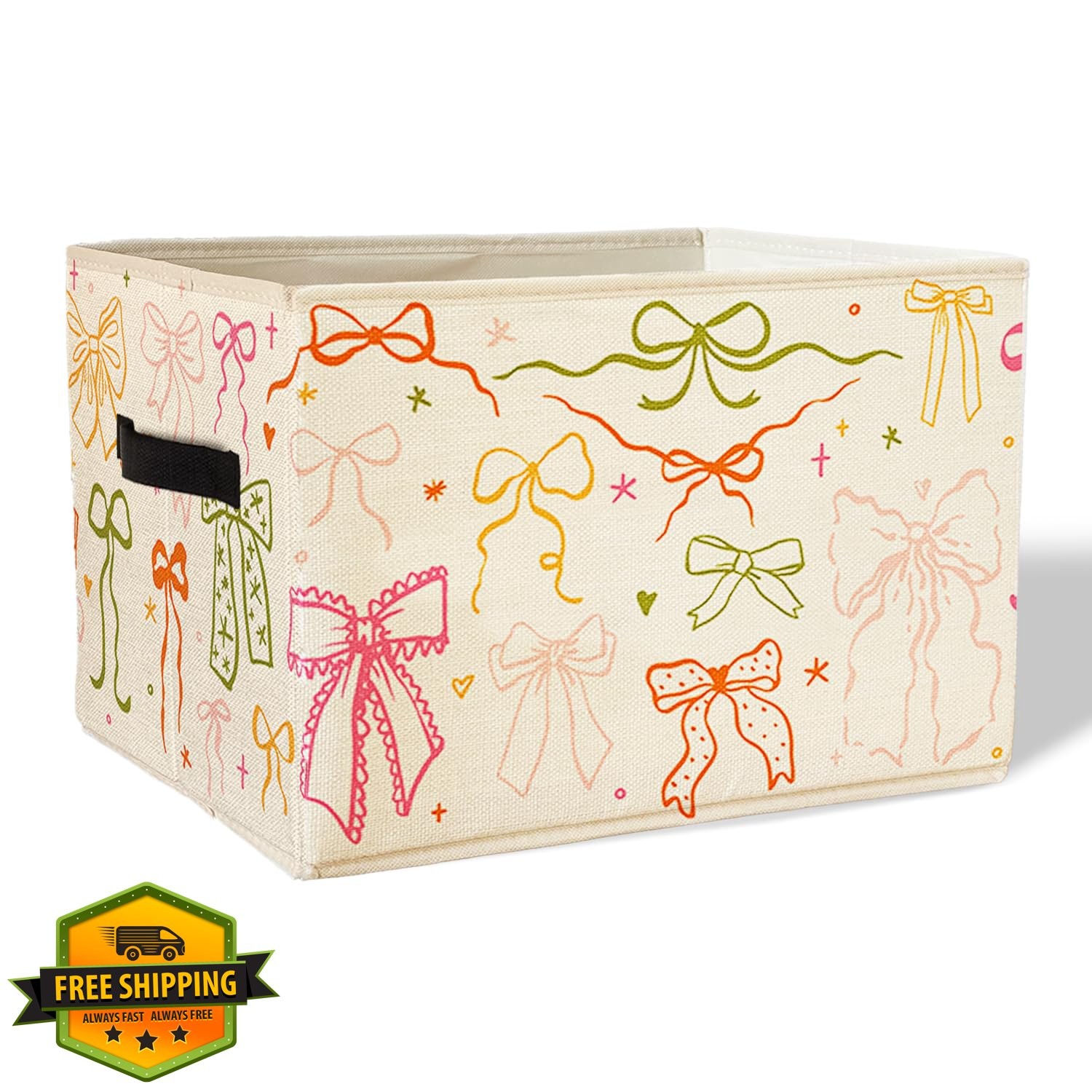 XDFVL Bow Storage Basket Bin Handles Foldable Organizer