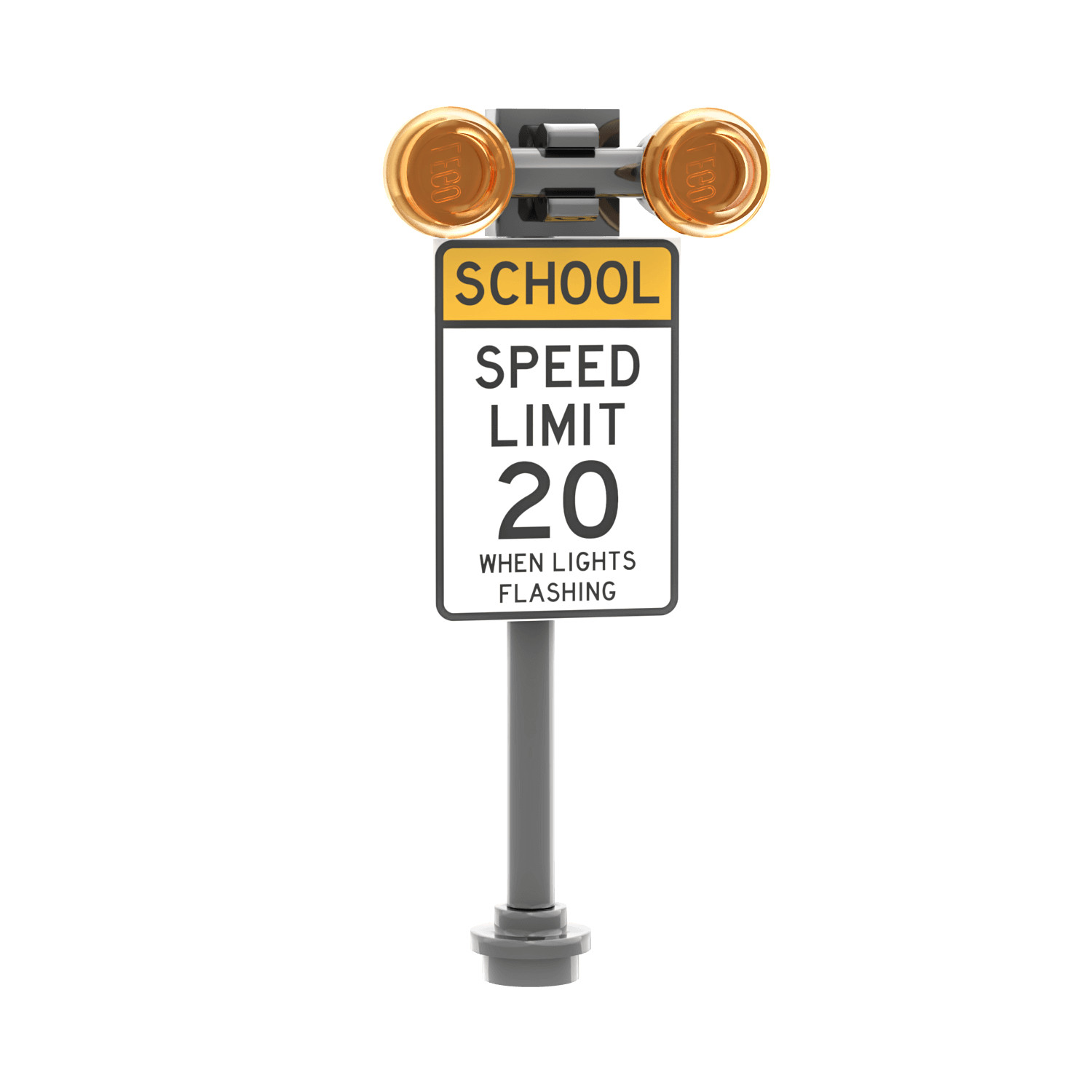Flashing School Zone Sign Building Kit -  Custom Printed - MOC - Brick City