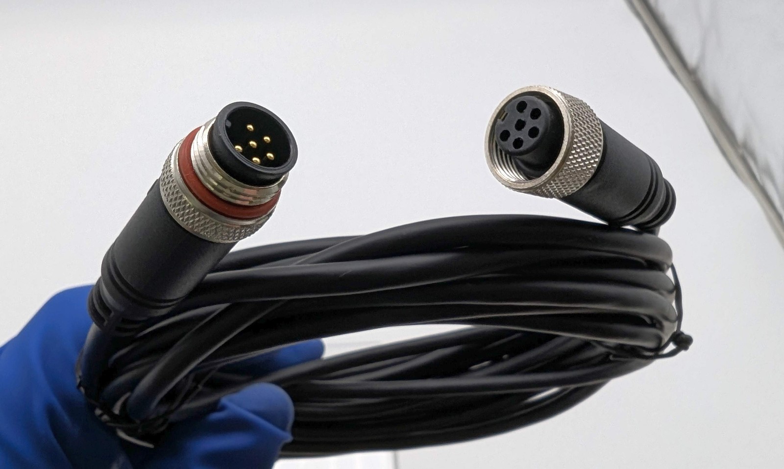 M8 6 Pin Male to 6 Pin Female Extension Cable 15ft IP67 EC1-0015