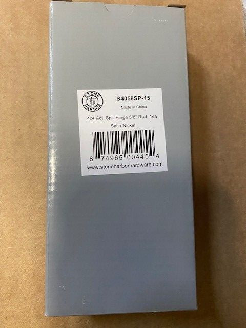 Adjustable Spring Hinge S4058SP-15 - 4X4 HINGE, 5/8 RADIUS, SATIN NICKEL (NEW)
