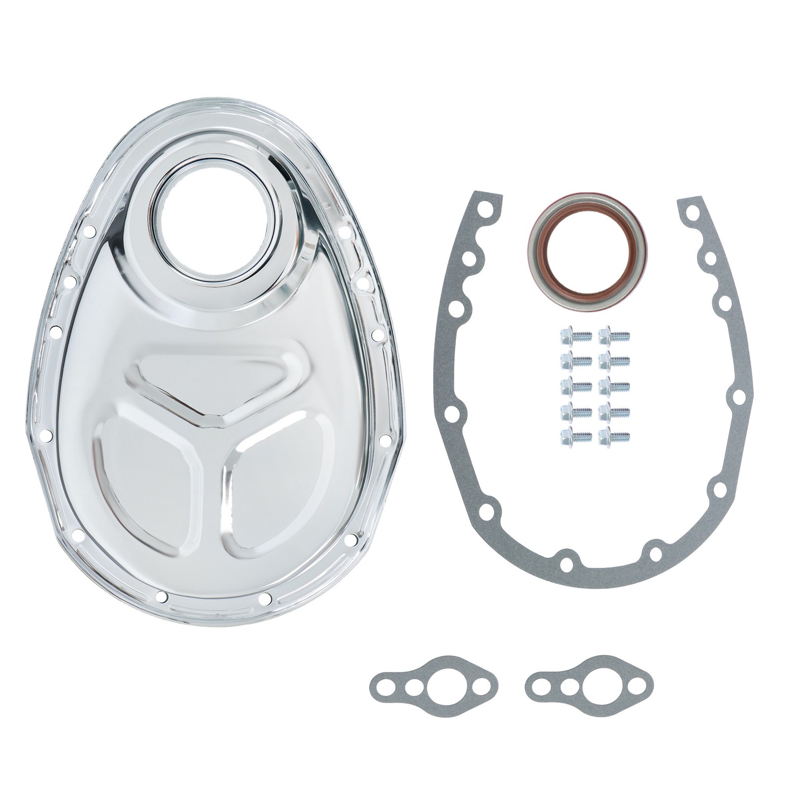 Timing Chain Cover For SB Chevy SBC 283 327 350 383 283-400 Roller Cam Chrome